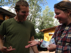 Matt and Alyssum enjoy spending our Canadian "monopoly" money.