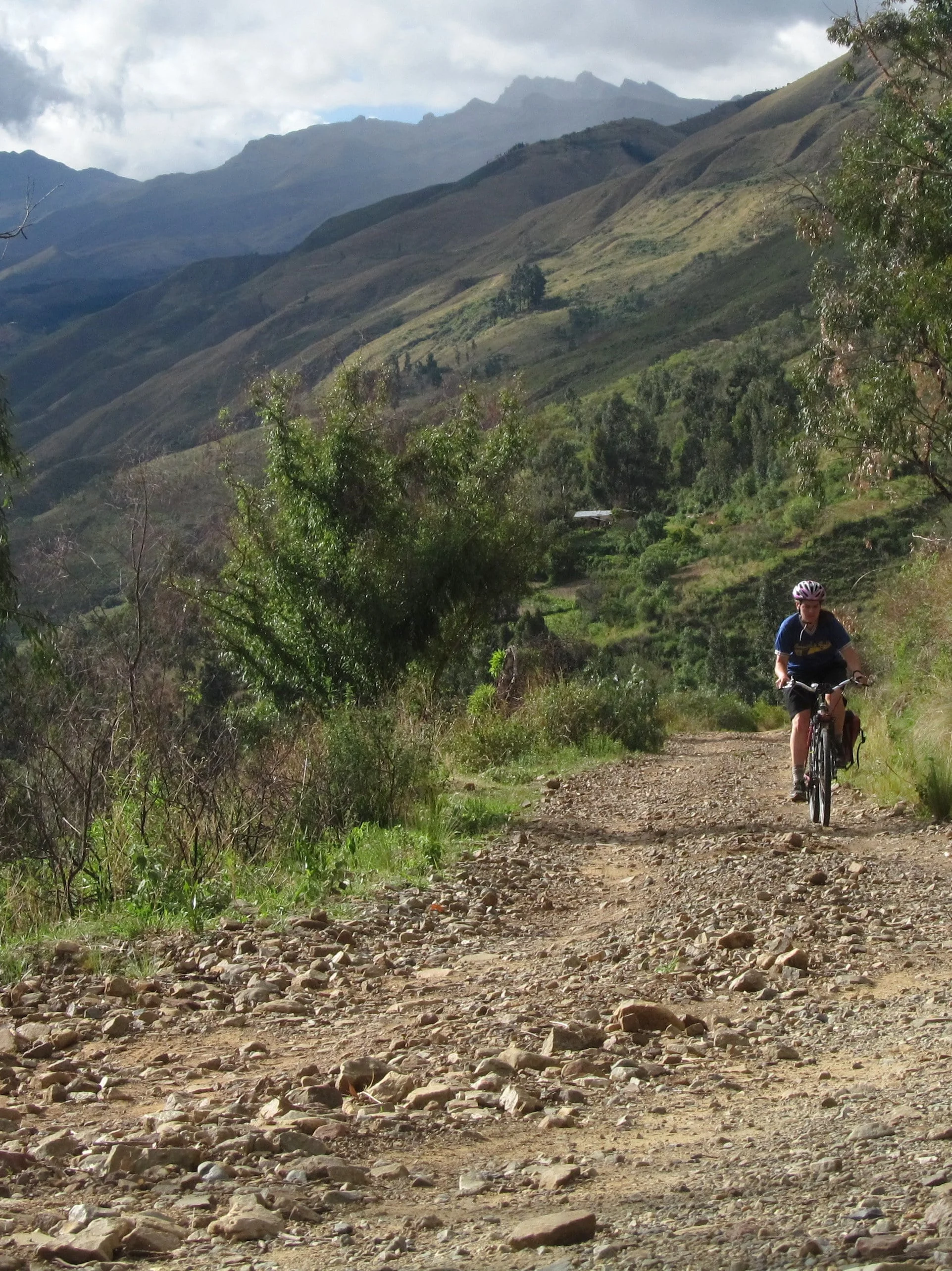 I creep up the dirt road, Tunari Mountain to my back and Cochabamba several thousand feet below.