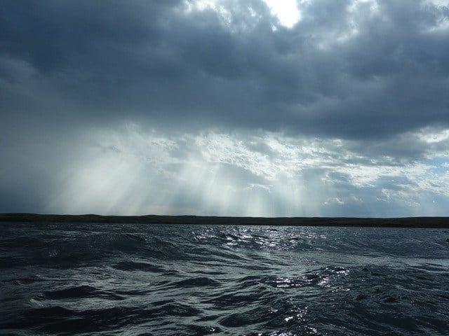 Lake Oahe gave us some challenging paddling conditions...