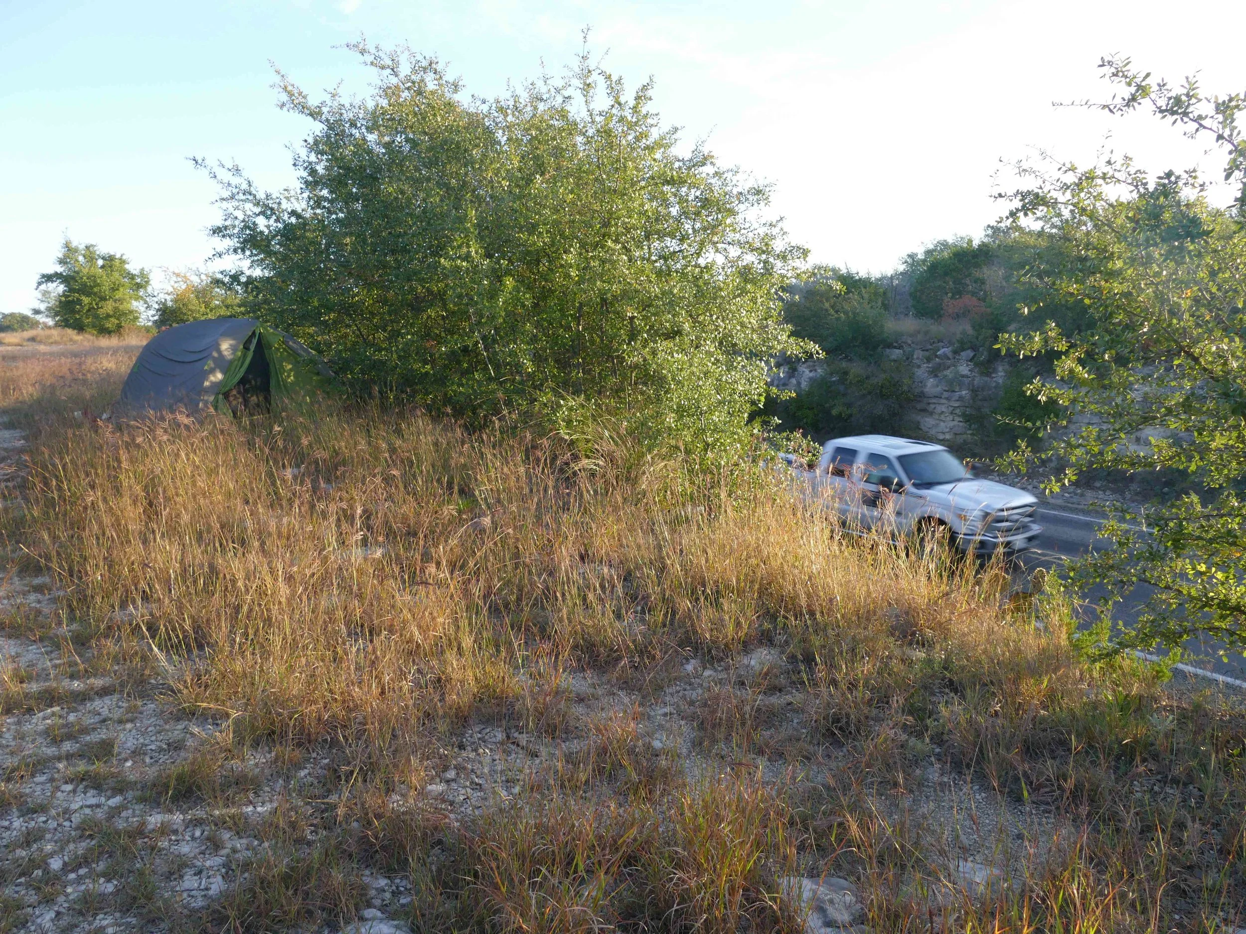 Camping in plain sight was my strategy for camping in Texas.
