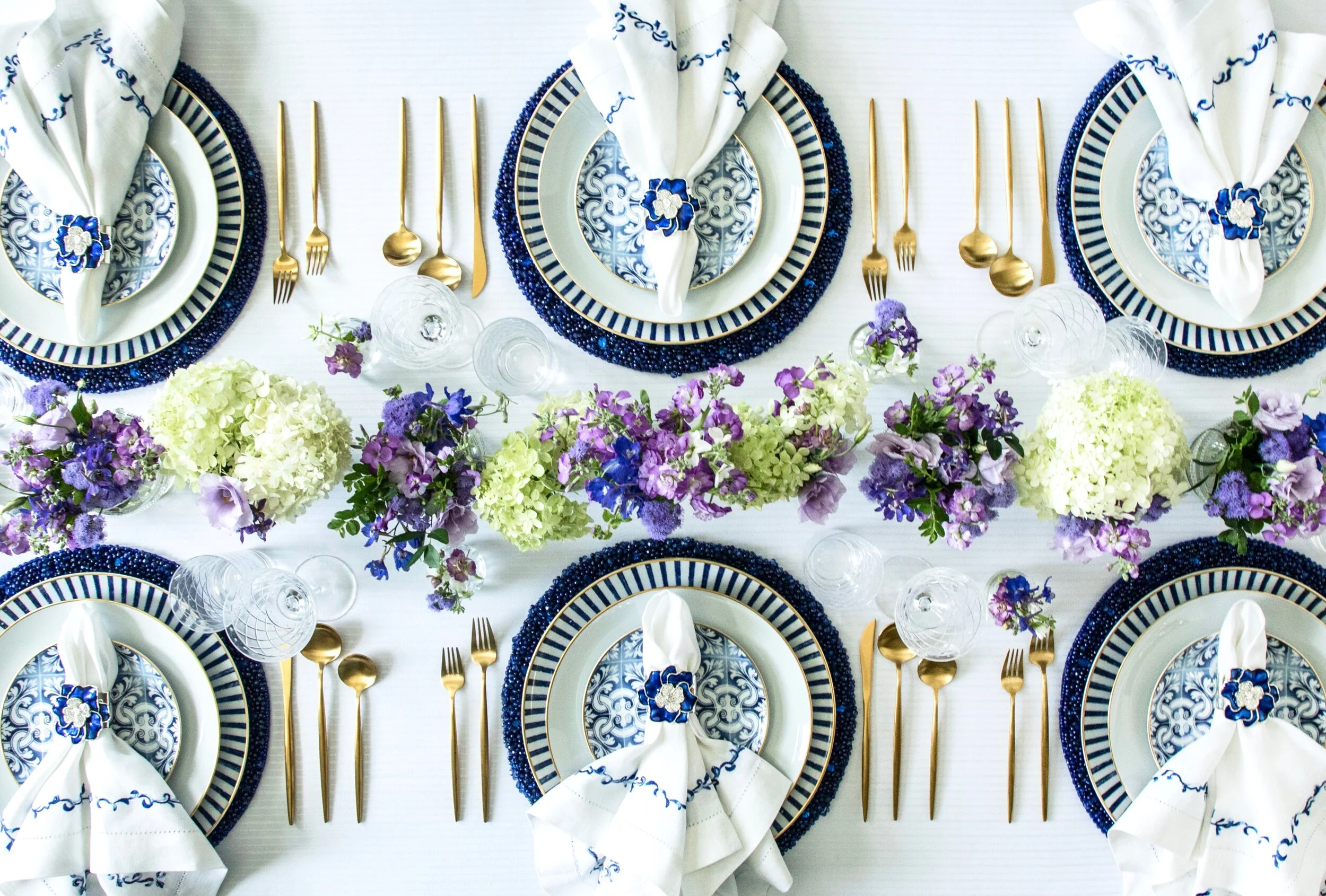blue holiday tablescape