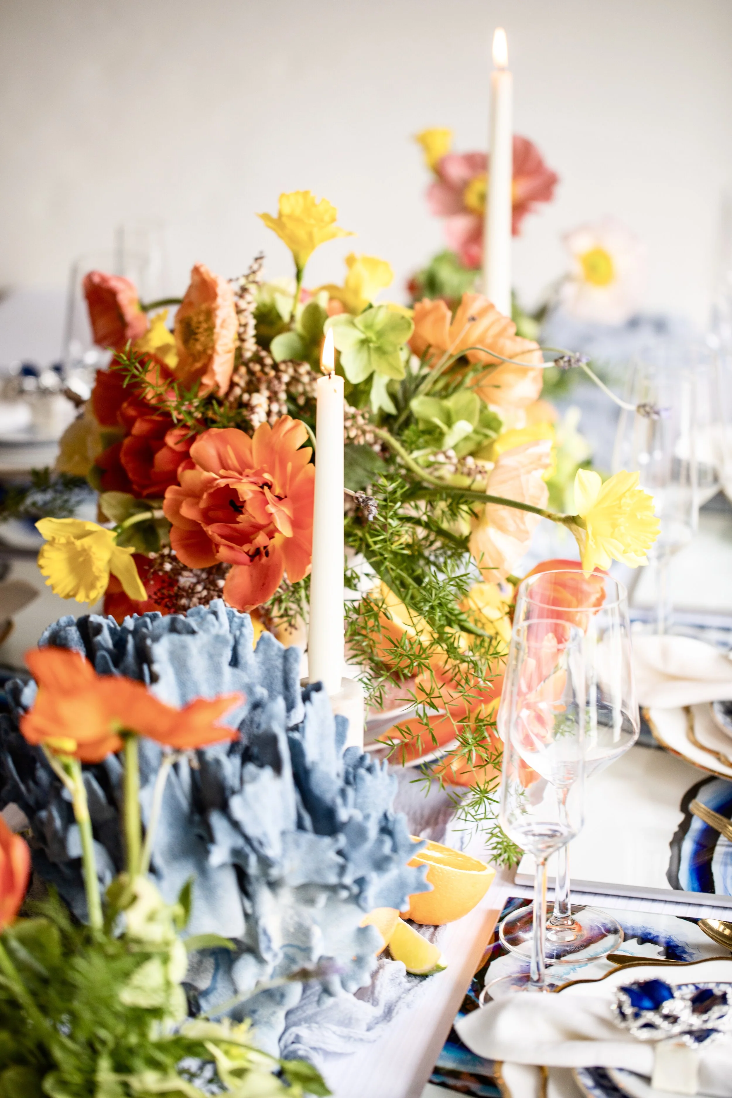 blue agate tablescape for spring