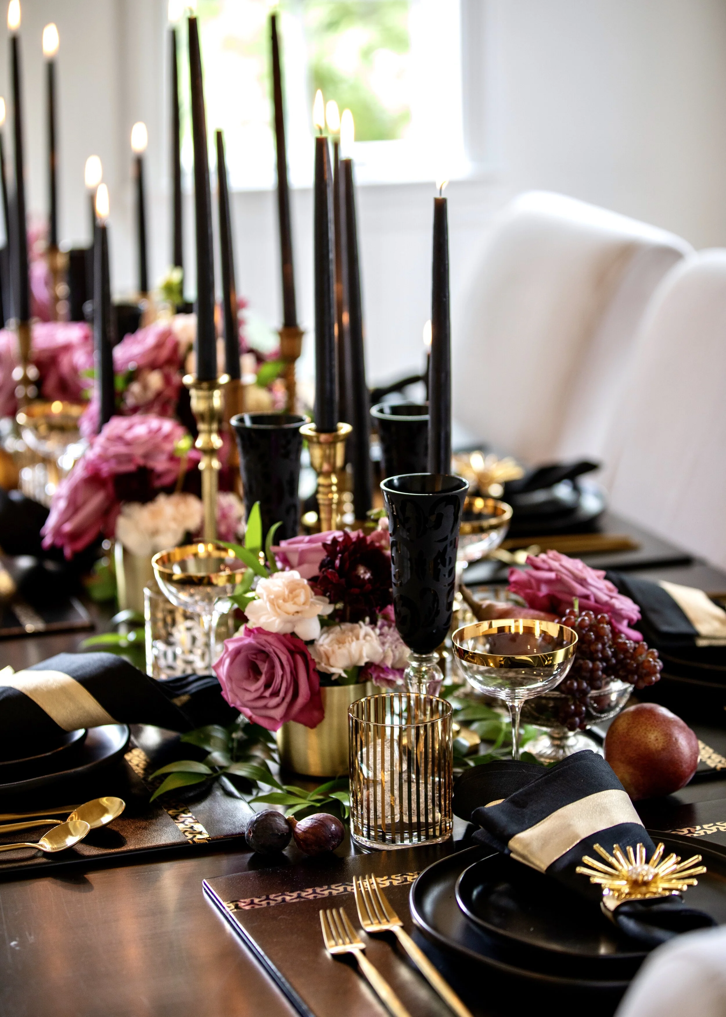 moody fall black tablescape