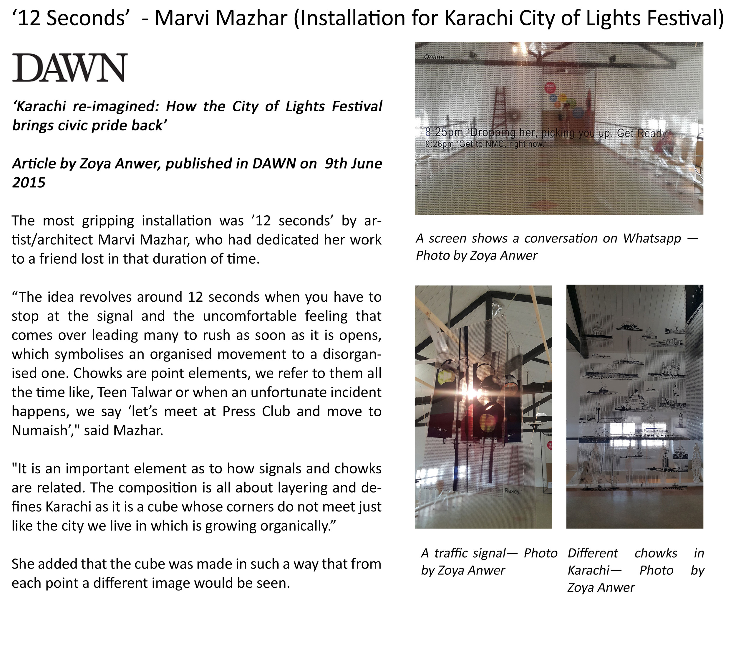 Karachi Re-Imagined: How the city of Lights Festival brings civic pride back.| 9th June 2015, Karachi.