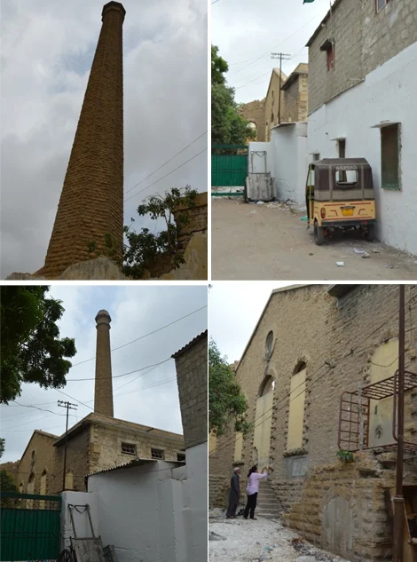 On entrance one sees the chimney and the start of the stone building. A plaque is present on the front archiving the buildings history | Copyright Marvi Mazhar & Associates