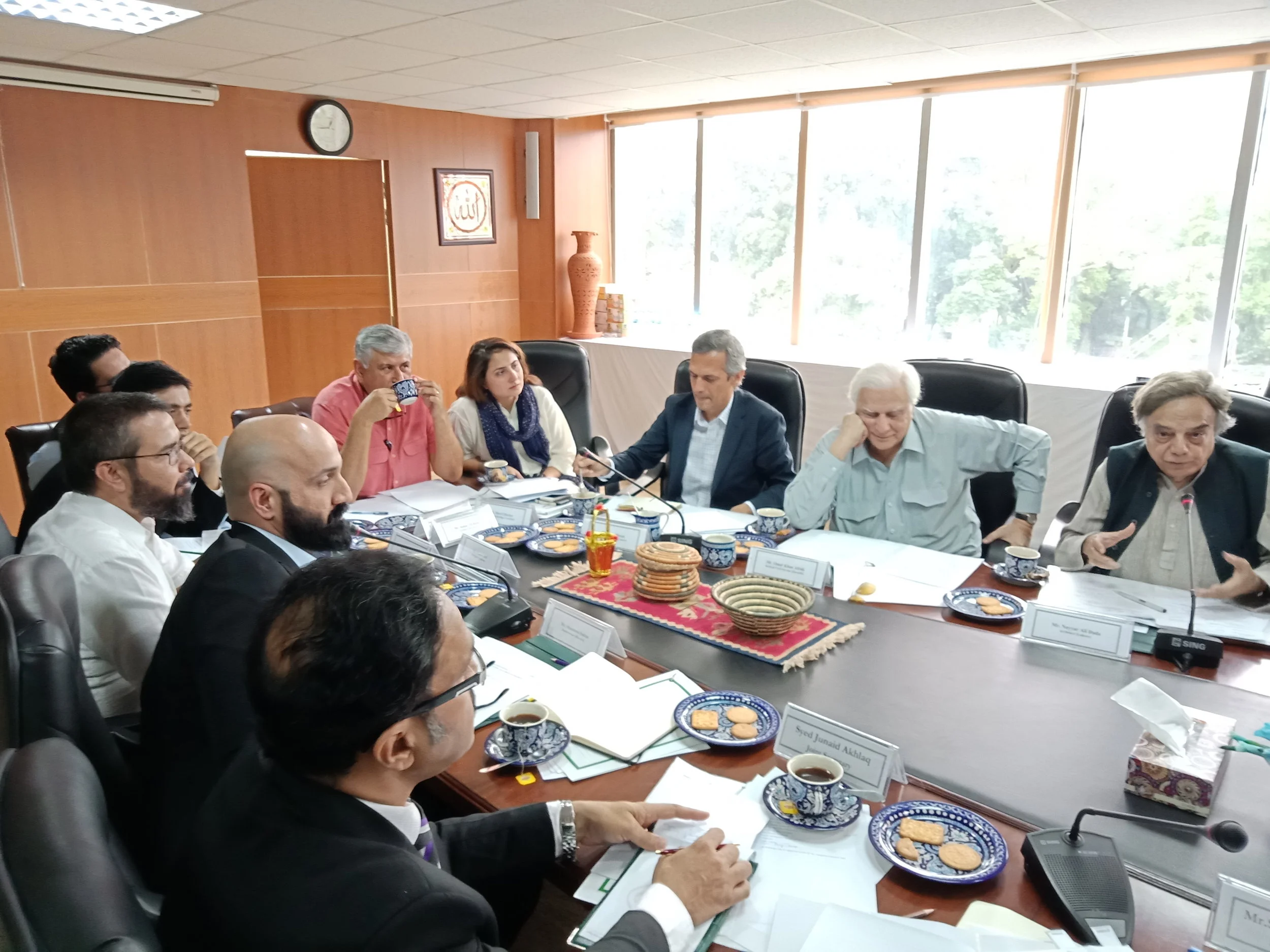 Minister for Federal Education and Professional Training, and National History & Literary Heritage Division, Shafqat Mahmood chairing first meeting of committee to suggest best possible utilization of Heritage Buildings at Committee room of National History and Literary Heritage Division in Islamabad on August 27, 2018. The Committee members include: Mr. Shafqat Mahmood, Mr. Nayyar Ali Dada, Mr. Rashid Rana, Mr. Shamoon Sultan, Mr. Omar Hasan, Dr. Faisal Khan, Mr. Omar Khan Afridi, Mr. Naeem Safi, Mr. Akram Dost Baloch, Miss Muneeza Hashmi, Miss Adeela Suleman, Mr. Samar Ali Khan, Miss Marvi Mazhar, Miss Asma Rashid Khan & Engr, Aamir Hasan. https://www.app.com.pk/shafqat-mehmood-forms-committees-to-submit-detailed-report-on-important-buildings-within-two-weeks/ https://www.thenews.com.pk/print/360313-shafqat-forms-committees-to-submit-report-on-important-buildings