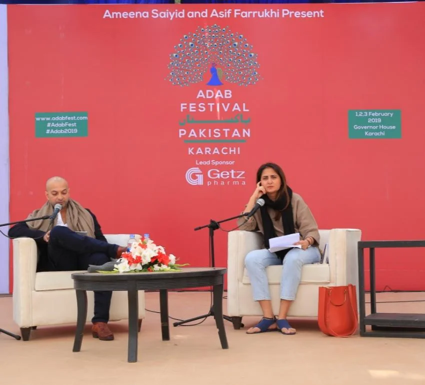 Architect Marvi Mazhar in conversation with H. M. Naqvi at the launch of his new book “The Selected Works of Abdullah the Cossack” at Adab Festival. https://images.dawn.com/news/1181793/adab-fest-3-concludes-with-sessions-on-history-womens-rights-and-cricket