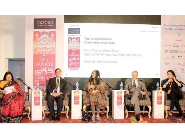 Dr. Syed Saifur Rehman, Marvi Mazhar , Amer Zia and Maniza Naqvi point out the flaws in urban planning which have contributed to Karachi’s woes in a session moderated by Rumana Husain on Saturday, the second day of the 10th Karachi Literature Festival . https://www.dawn.com/news/1467248/no-romance-left-in-karachi https://tribune.com.pk/story/1921835/1-administrative-overlaps-poor-planning-ail-karachi/