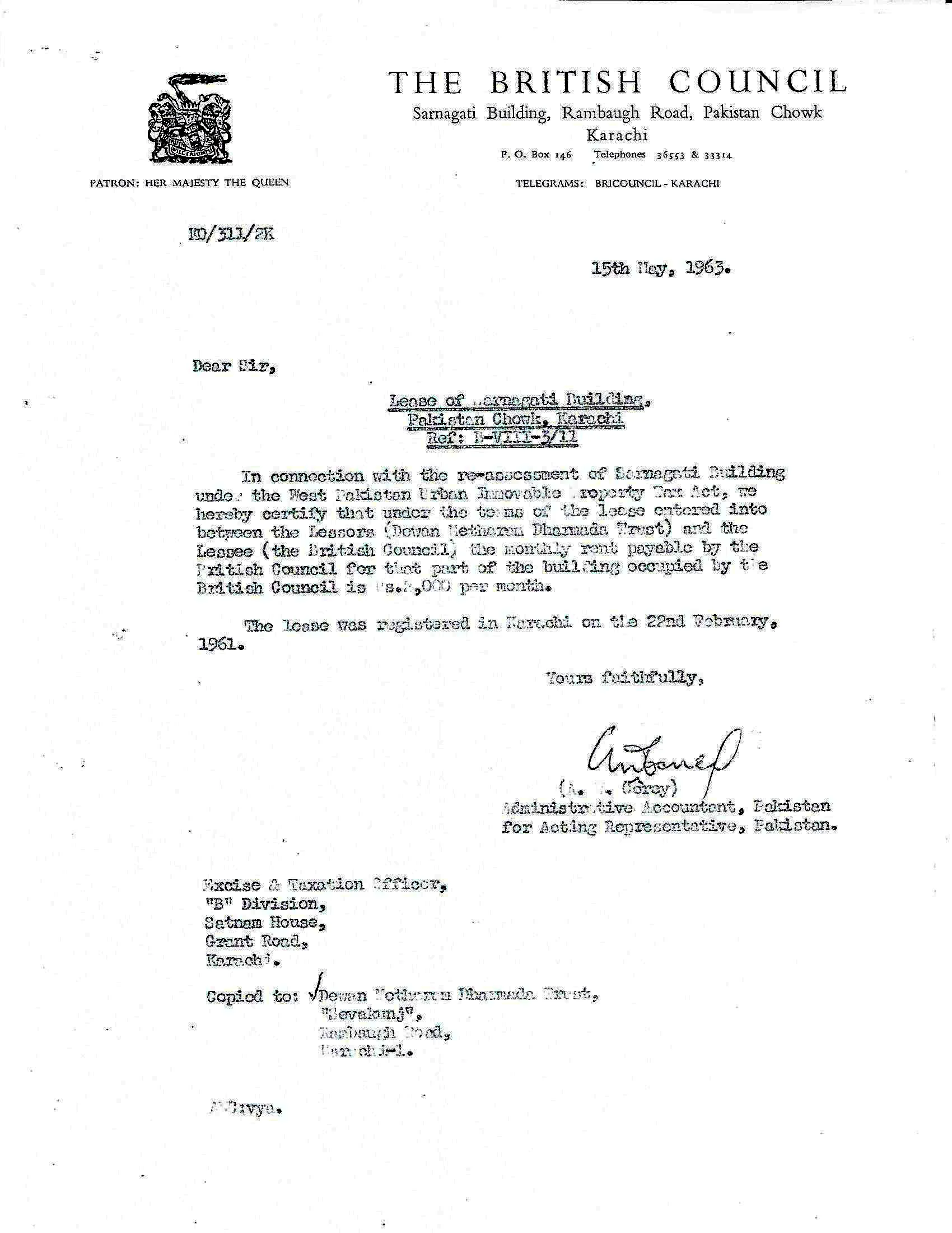 Lease of Sarnagati Building of 1963 for British Council. Copyright Marvi Mazhar & Associates