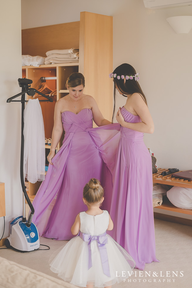 bridesmaids and flower girl twirling {Waikato-Bay of plenty wedding photographer}