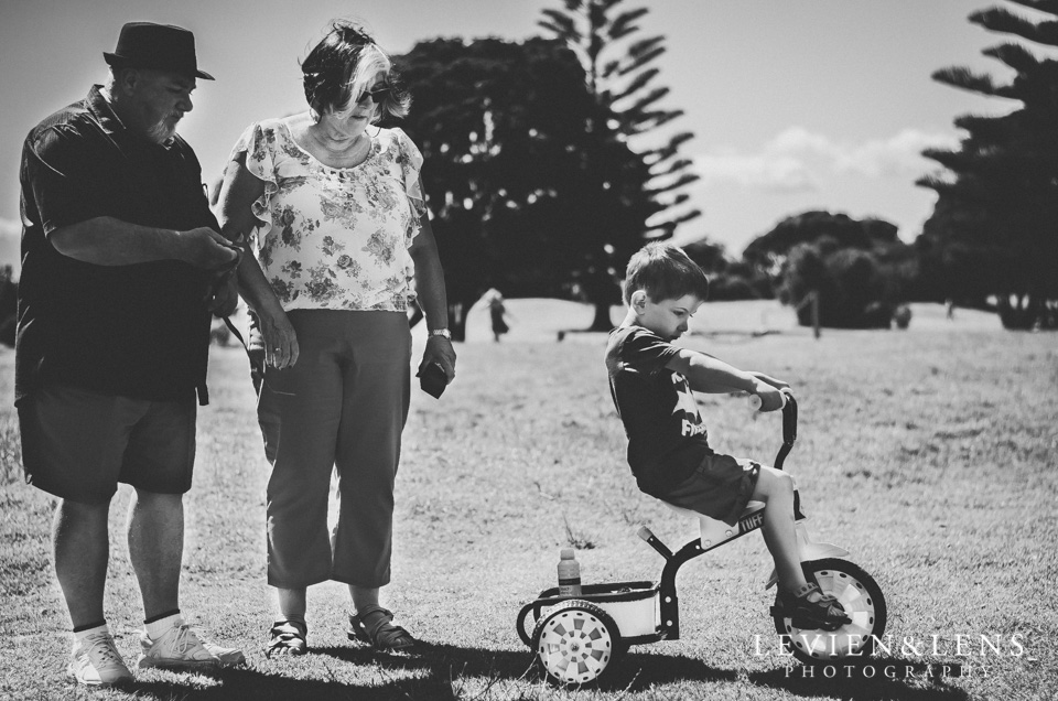 grandparents with child on bike {Auckland-Hamilton lifestyle family-baby-kids photographer}