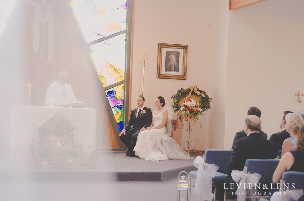 bride and groom ceremony St Anthony's Catholic Church Waiuku {Auckland wedding-couples-engagement photographer