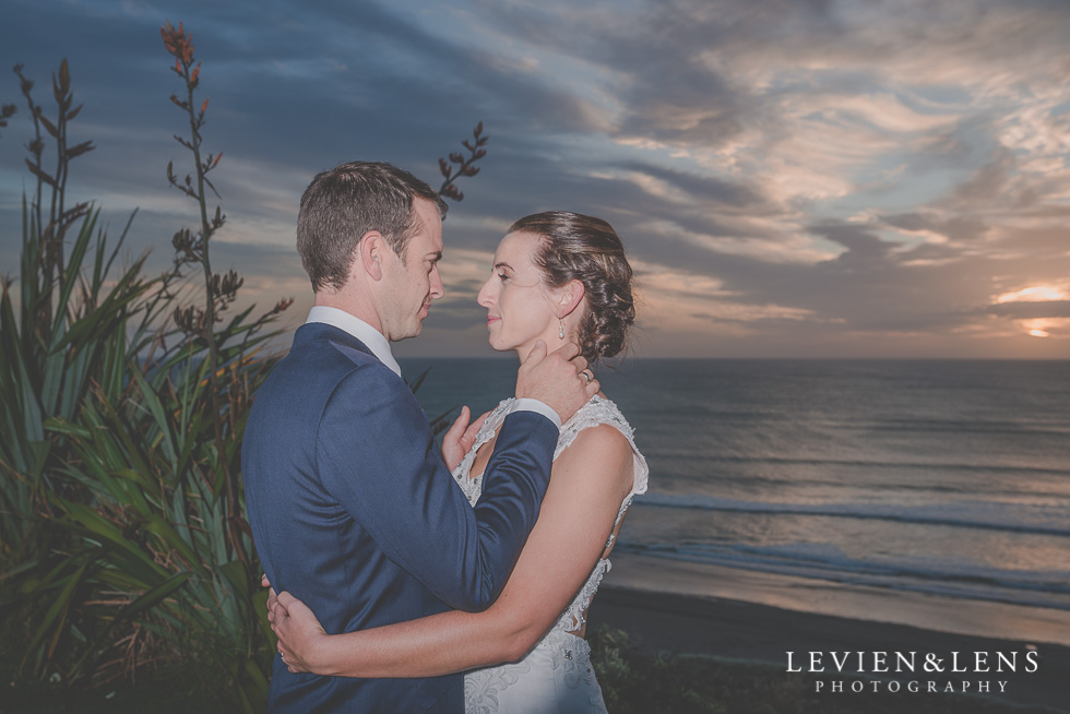 bride groom sunset shoot reception Castaways {Auckland wedding-engagement-couples photographer}