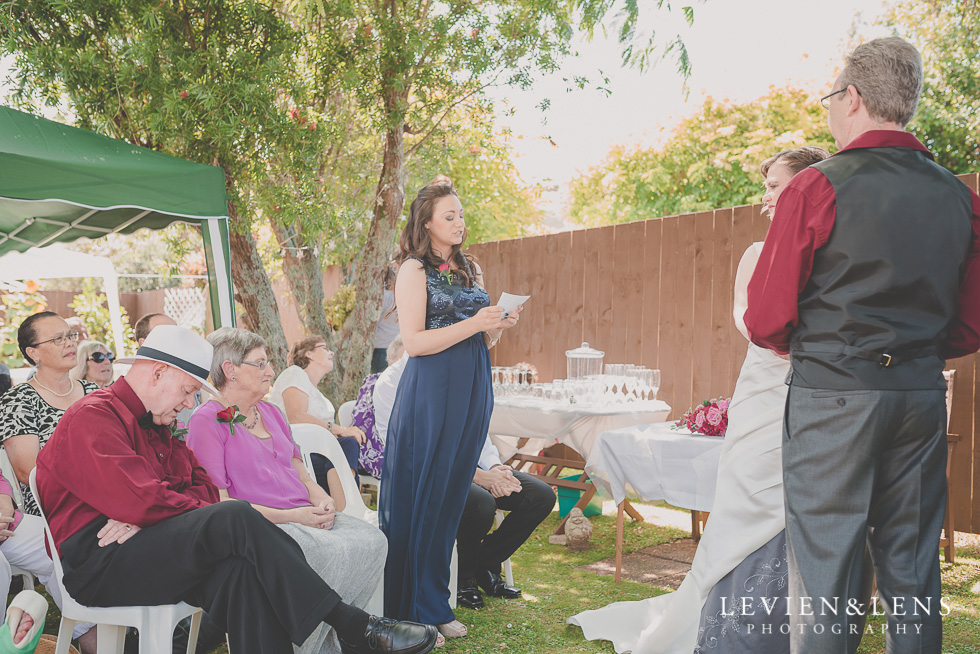 daughter speech small family garden wedding ceremony {Auckland lifestyle couples-engagement photographer}