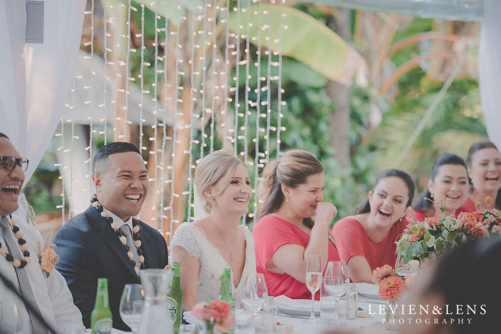 bridal party at reception Landscendt Tropical Garden {Auckland wedding photographer}