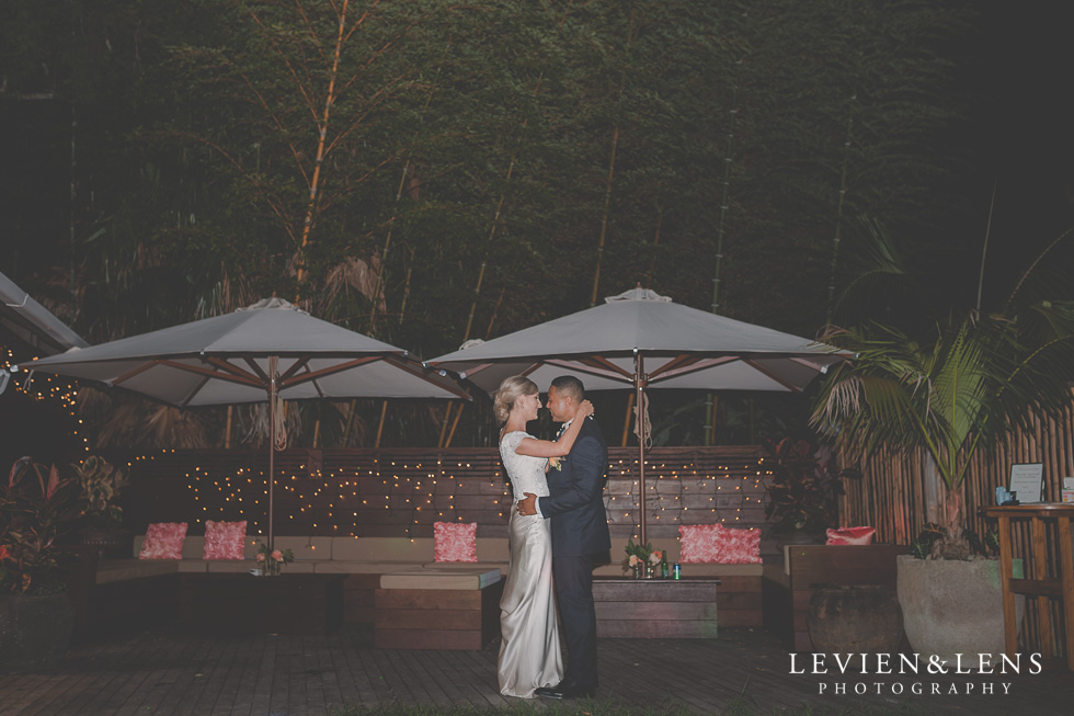 bride and groom first dance Landscendt Tropical Garden {Auckland wedding photographer}