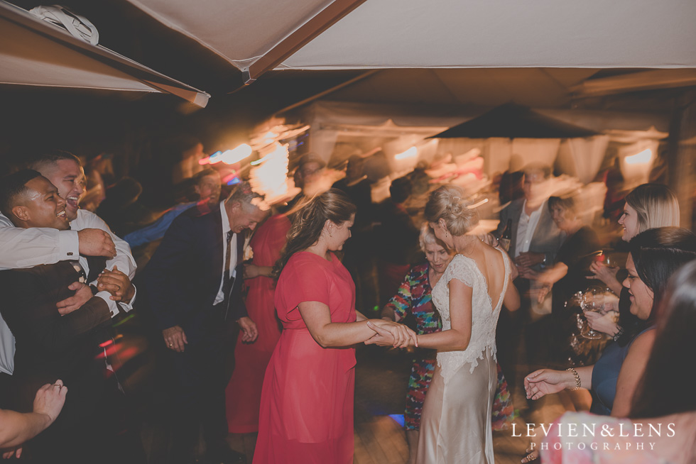 guests dancing Landscendt Tropical Garden reception {AUckland-Waikato-Bay of Plenty wedding photographer}