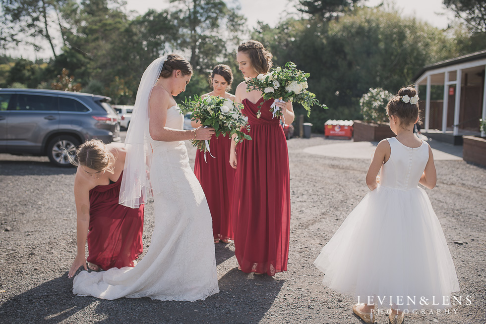 bride with bridesmaids before ceremony Brigham - Herald Island {Auckland lifestyle wedding photographer}