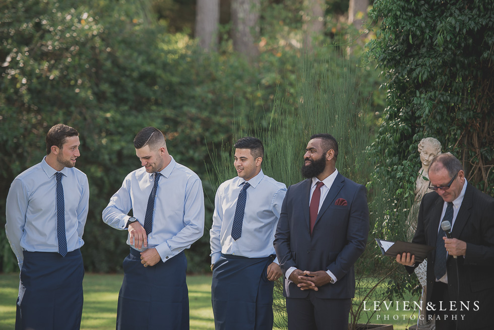 groom and groomsmen waiting ceremony Brigham - Herald Island {Auckland lifestyle wedding photographer}