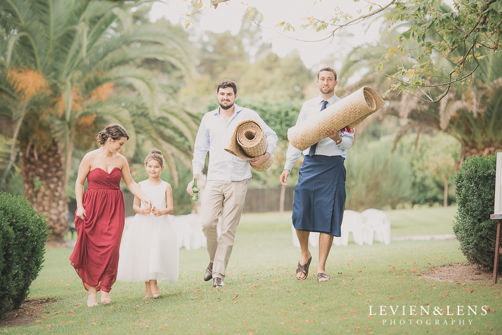 bridal party with traditional mats Brigham - Herald Island {Auckland lifestyle wedding photographer}