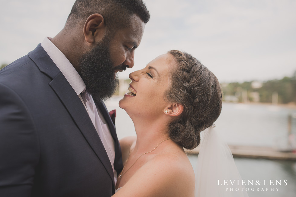 gorgeous couple smiling Brigham - Herald Island {Auckland lifestyle wedding photographer}