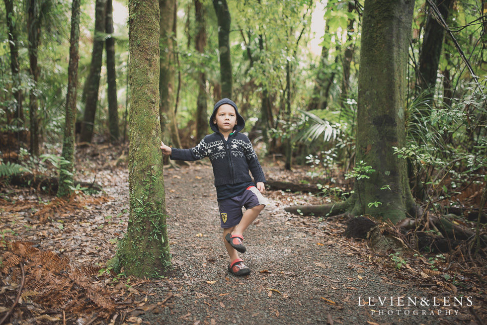 boy in forest - Pirongia bush walk - personal moments {Waikato lifestyle wedding photographer}