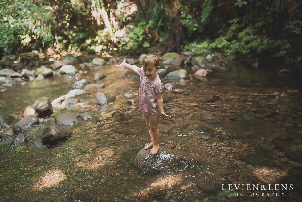 girl on the stone stream - Pirongia bush walk - personal moments {Waikato lifestyle wedding photographer}