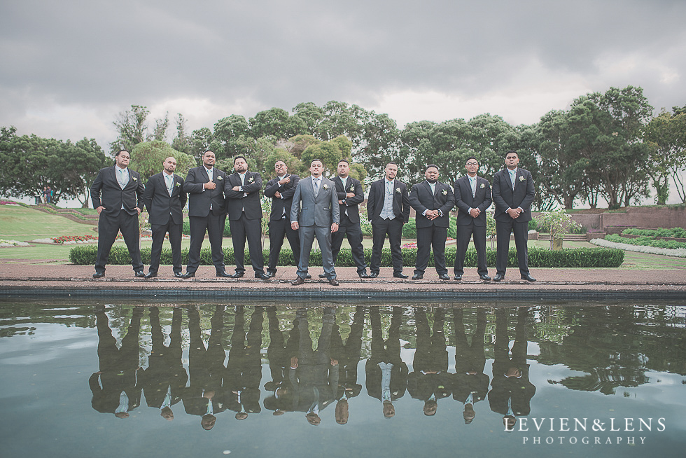 groomsmen reflection Church Of The Holy Sepulchre - Bastion Point {Auckland NZ lifestyle wedding-engagement photographer}