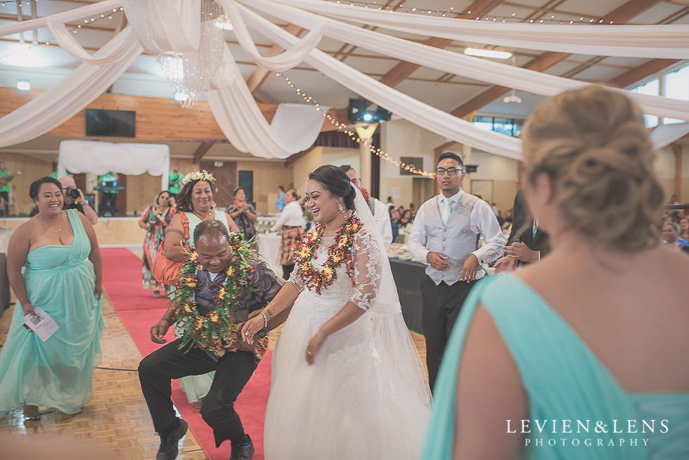 bride dancing with guests reception {Auckland NZ lifestyle wedding-engagement photographer} Malaeola community centre