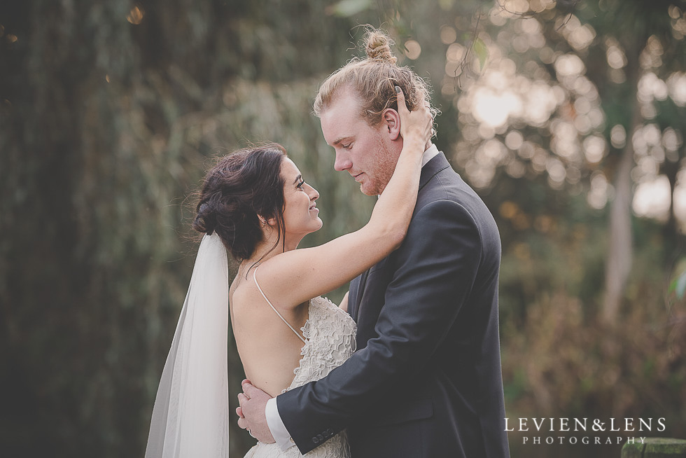 bride hands on groom neck St Margarets Cafe - Karaka {Auckland lifestyle wedding photographer}