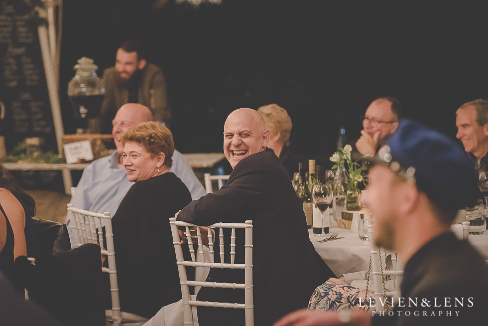 dad laughing - reception St Margarets Cafe - Karaka {Auckland lifestyle wedding photographer}