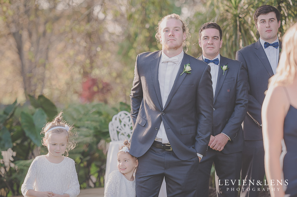 groom waiting bride ceremony St Margarets Cafe - Karaka {Auckland lifestyle wedding photographer}