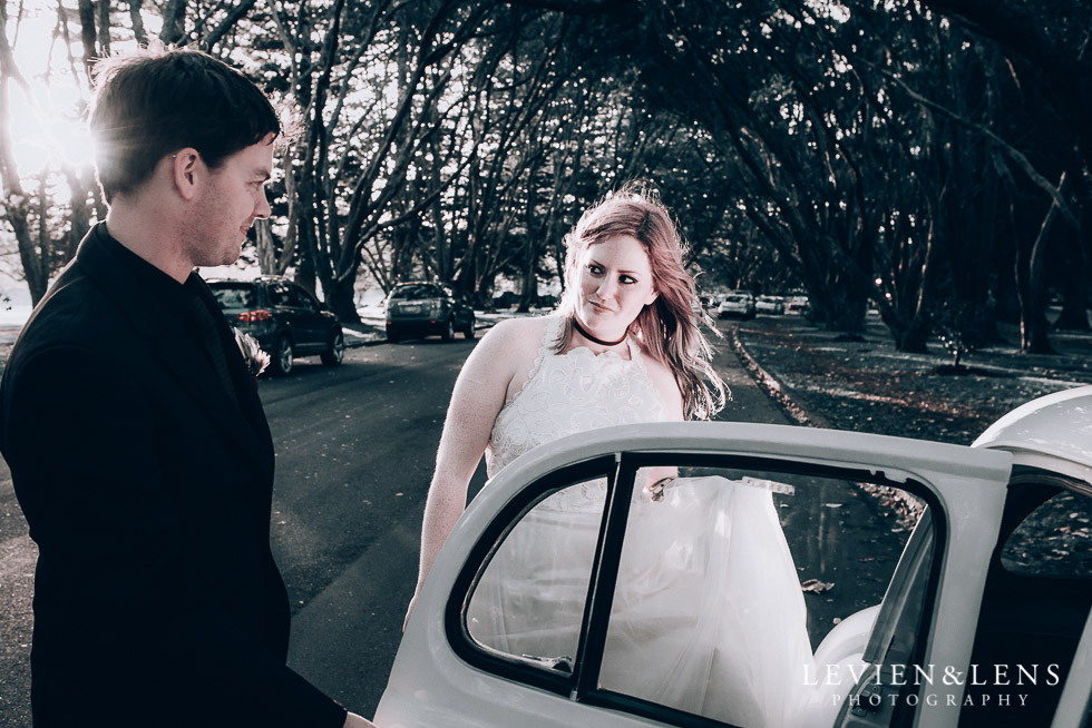 couple near the car - Cornwall park photo session - winter wedding {Auckland NZ lifestyle weddings photographers}