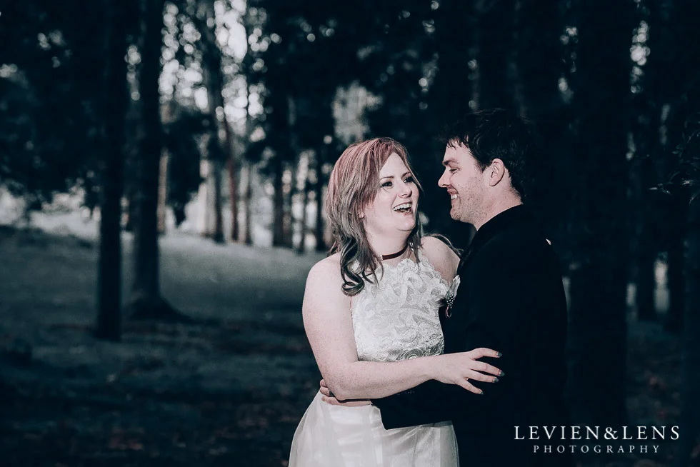 bride laughing - Cornwall park photo session - winter wedding {Auckland NZ lifestyle weddings photographers}