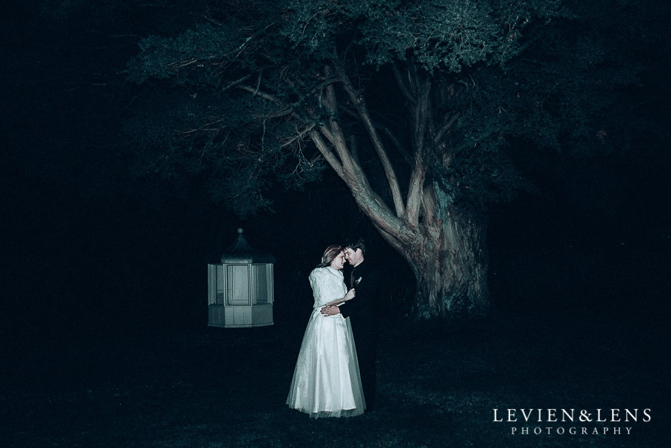 night photo session with bride and groom - Highwic historic house-museum winter wedding {Auckland NZ lifestyle weddings photographer}