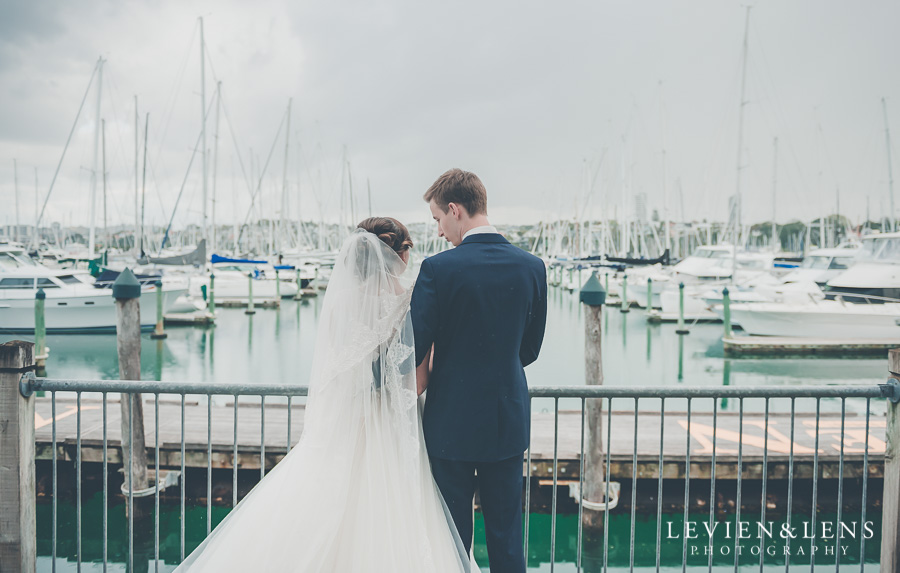 couple standing at pier {Auckland wedding photographer}