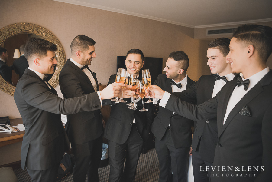 groom with groomsmen - Langham Hotel Wedding {Auckland-NZ weddings photographers}