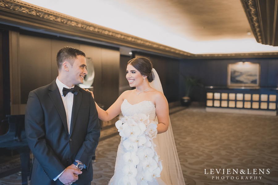 First Look - Bride and Groom pre-ceremony photo session {Auckland NZ wedding photographer} Langham