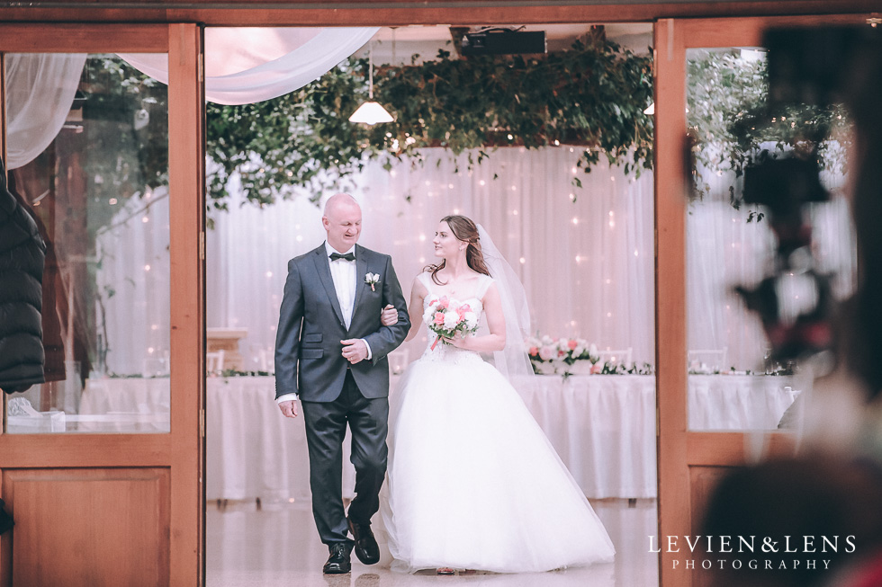 bride with father walking down aisle - Markovina Vineyard Estate - Kumeu {Auckland wedding photographer}