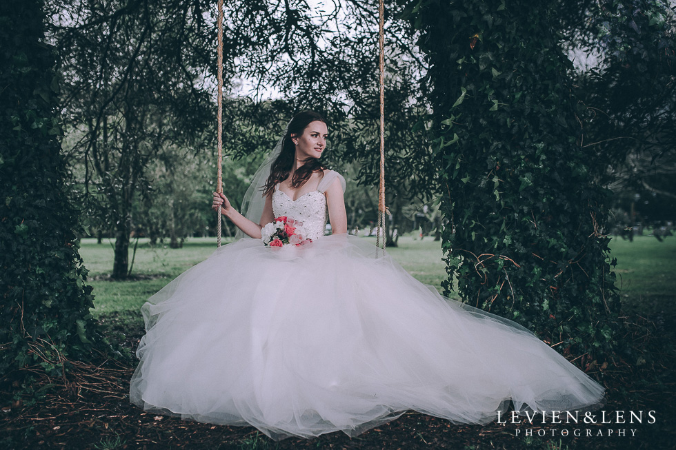 bridal portraiture - bride on swing - Markovina Vineyard Estate - Kumeu {Auckland wedding photographer}