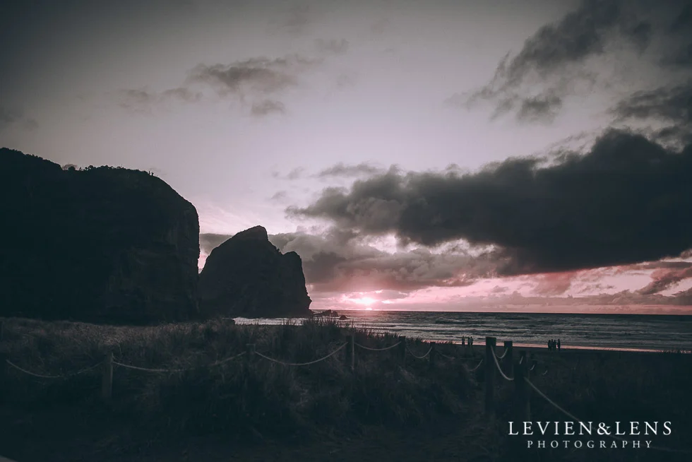 sunset - Piha Beach couples photo shoot {Auckland wedding-engagement photographer NZ}