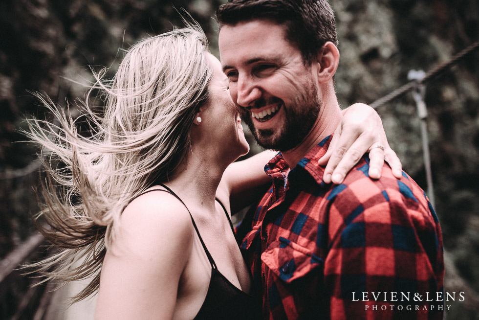 laughing - Karangahake George engagement | couples photo shoot {Auckland-Waikato wedding photographer}