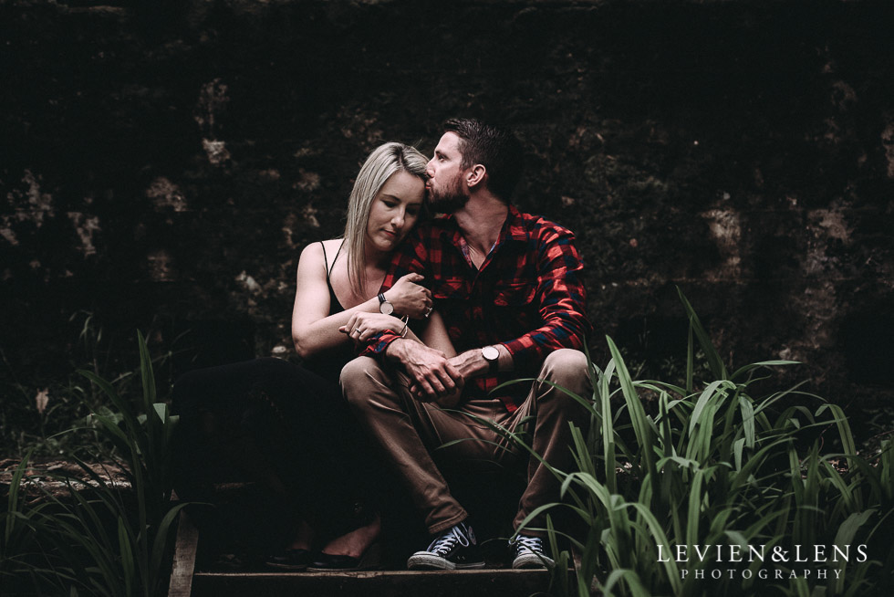 sitting- forehead kiss - Karangahake George engagement | couples photo shoot {Auckland-Waikato wedding photographer}