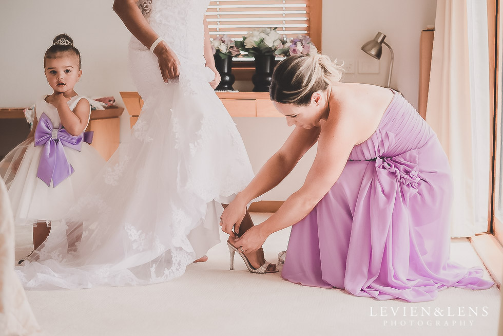 bride getting ready - shoes on - Formosa wedding Golf Resort {Auckland weddings photographer}