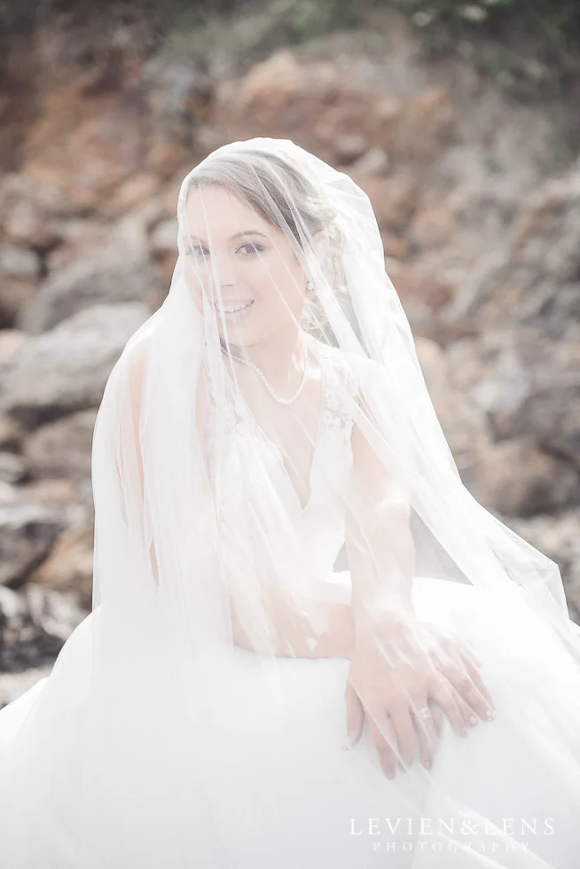 bridal portraiture - bride under veil - The Duke of Marlborough Hotel - Russel wedding {Northland-New Zealand weddings photographer} beach