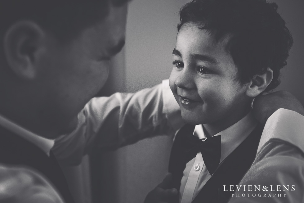 groom with boy - getting ready - NZ wedding photographer