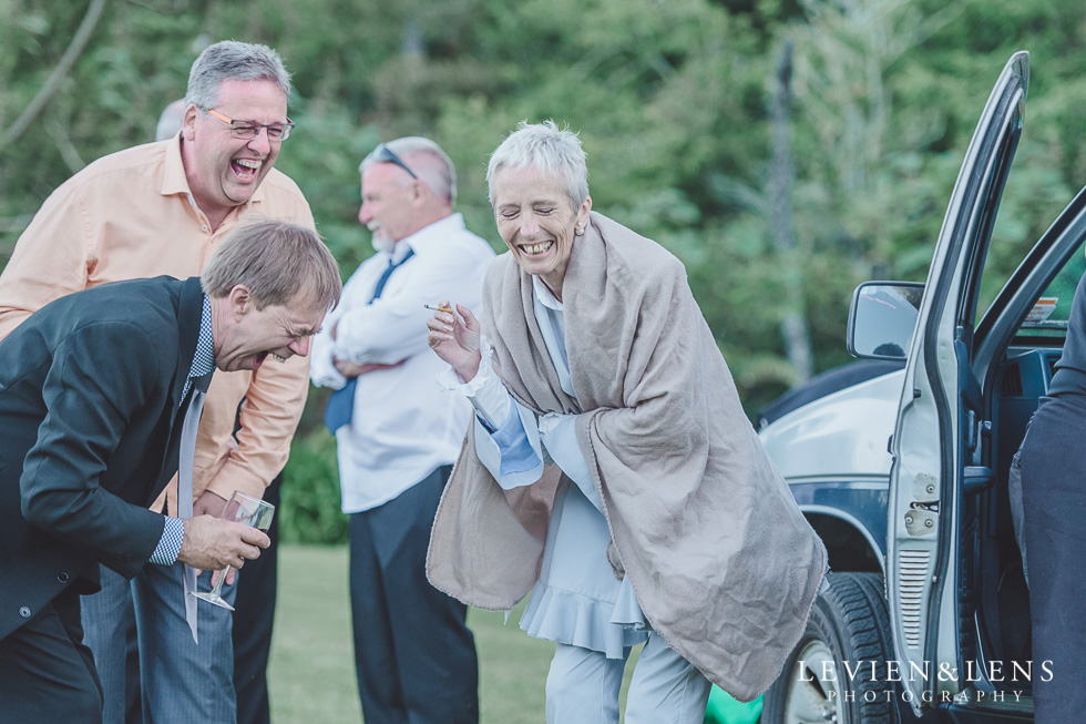 guests laughing - Liddington Gardens - Kerkeri Northland {NZ destination wedding photographer}