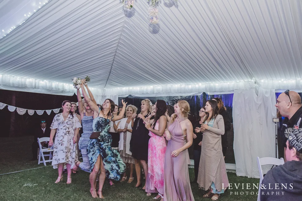 bouquet tossing - Liddington Gardens - Kerkeri Northland {NZ destination wedding photographer}