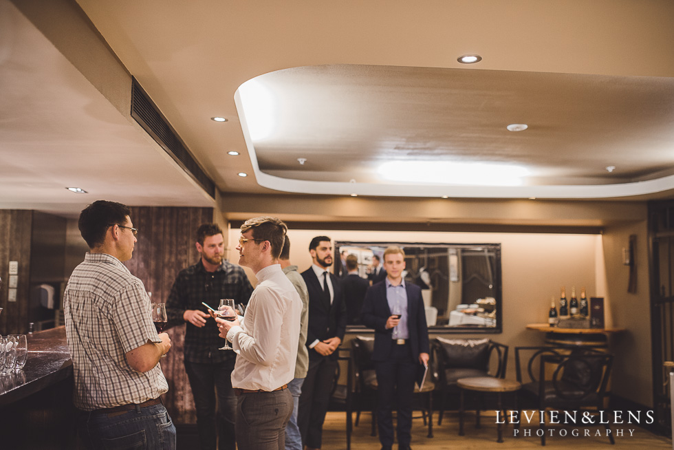 grooms at cellar - Trish Peng Christmas Bridal High Tea - Sofitel Viaduct Hotel {Auckland wedding photographer}