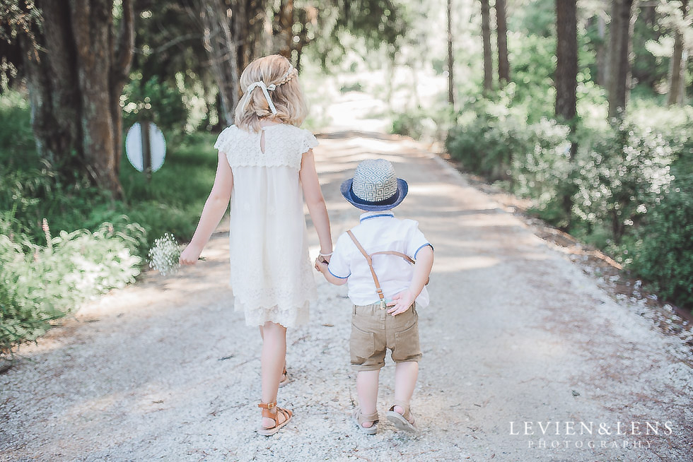 kids walking in forest - Old Forest School Vintage Venue {Tauranga - Bay of Plenty wedding photographer}